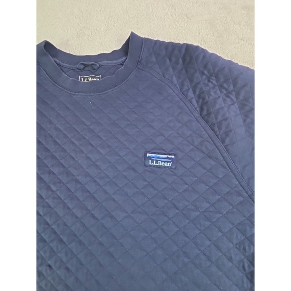 LL Bean Quilted Sweatshirt Pullover Men's 2XL Tall Navy Blue Cozy - Picture 1 of 9